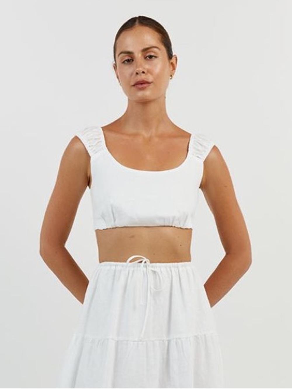 DISSH Abby White Linen Crop Top. Size 6